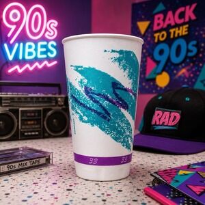 Rare Vintage 90s Sweetheart Jazz Design 33oz Styrofoam Cups - 40 count New!